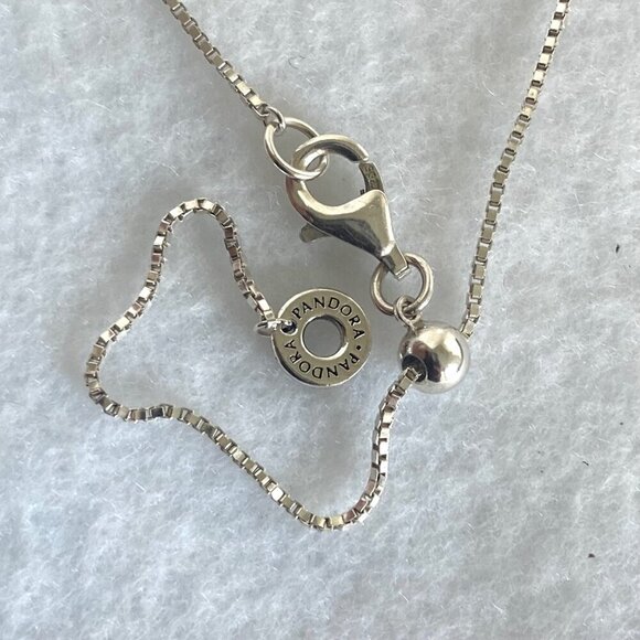 Hearts Of Pandora Sterling Silver 925 ALE CZ Curved Bar Necklace Adjustable 20" - Picture 8 of 16